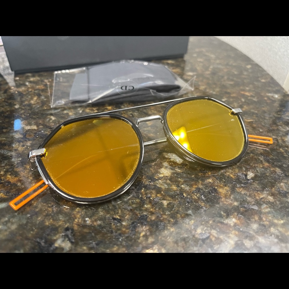 Dior Orange Mirrored Sunglasses with box and case